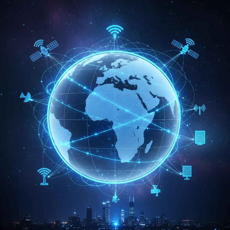 BPO Services 21 blue glowing globe