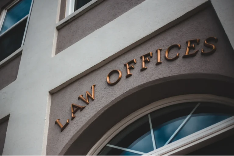 External building sign reading Law Offices, showcasing cost-effective BPO and staffing solutions to help modern law firms scale their operations.